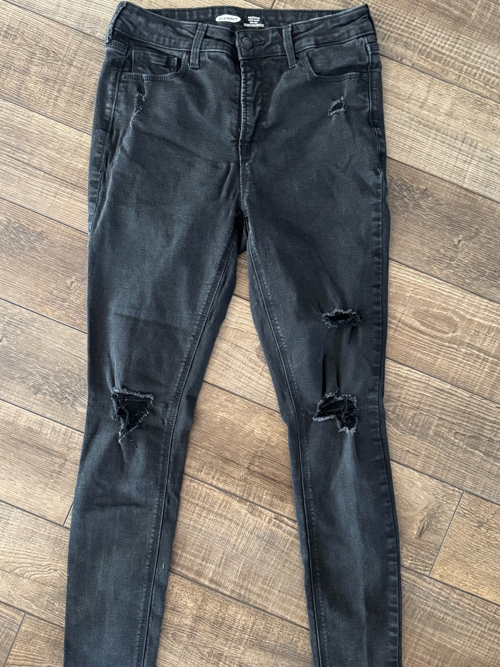 Old Navy Black Distressed Skinny Jeans